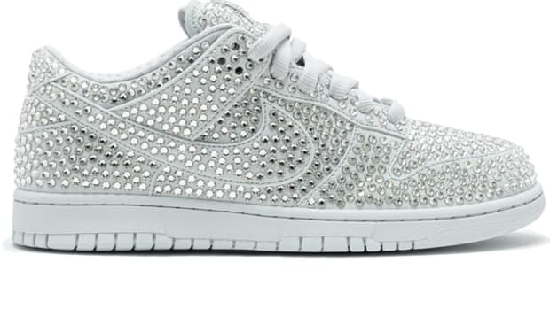 View of crystal-covered shoes.